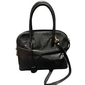 Vintage Holt Renfrew black leather satchel. Worn.